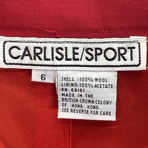 Vtg NOS Carlisle/Sport A-line Red "Rouge" Pleated Wool Shorts Sz 6 Gold Buttons - Picture 4 of 6