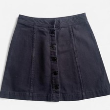 H&M dividend black denim mini skirt button down short  skirt  summer small 6-8