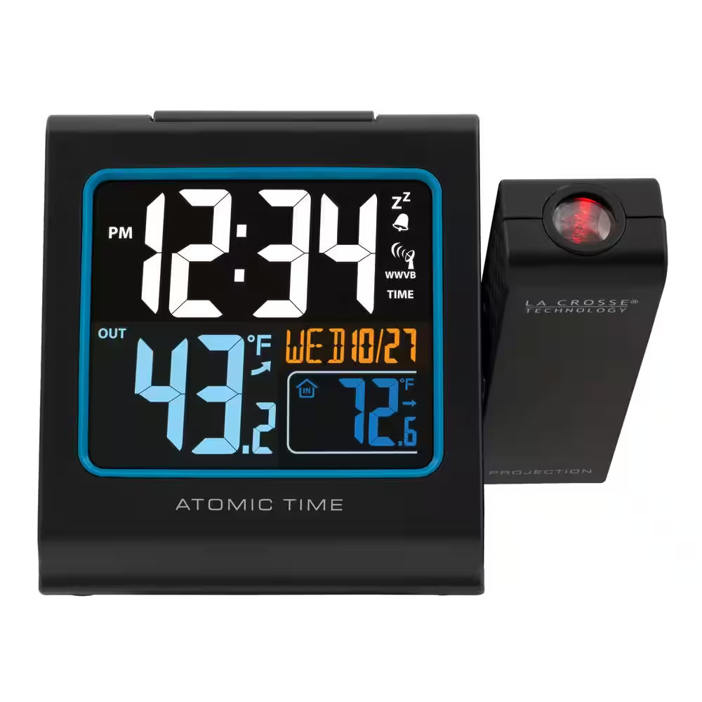 La Crosse Projection Alarm Clock Atomic Digital Color Display w/ Outdoor Sensor
