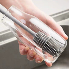 Silicone Bottle Brush Long Handle Cup Cleaner Milk Bottle Glass Scrubber Tool