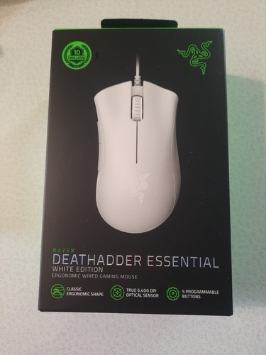 DeathAdder Essential Gaming Mouse: 6400 DPI Optical Sensor - 5 Mercury White - Picture 1 of 4