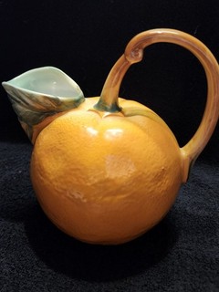 Vintage Retro Italian Ceramic Majolica Orange Pitcher EXCELLENT