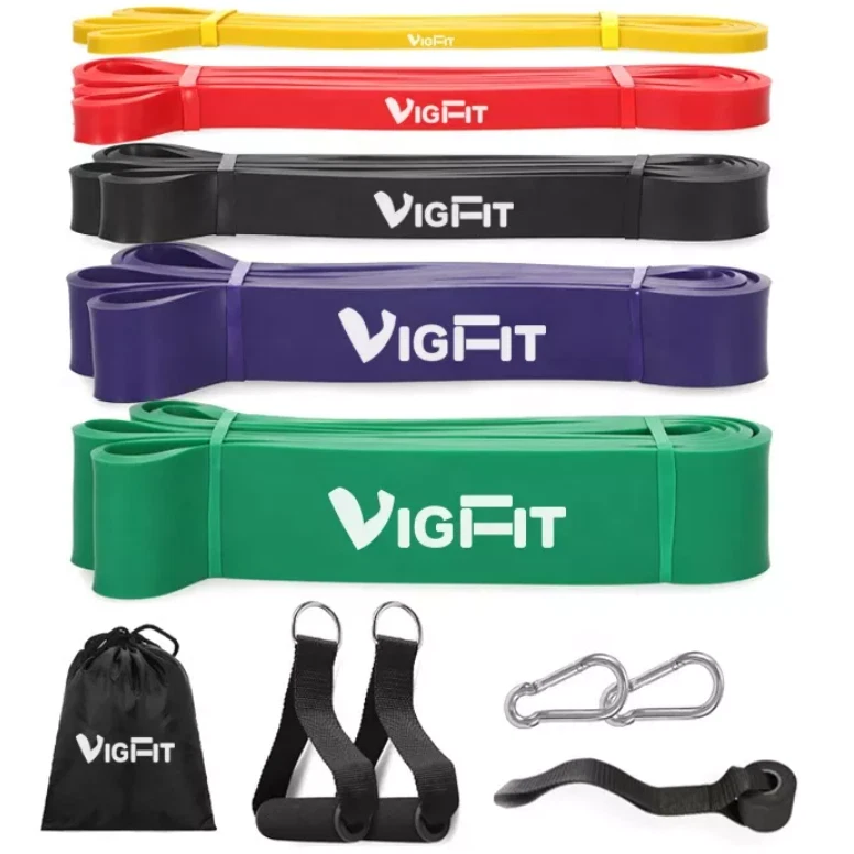 Fitness band consisting of 5 long and strong training elastics