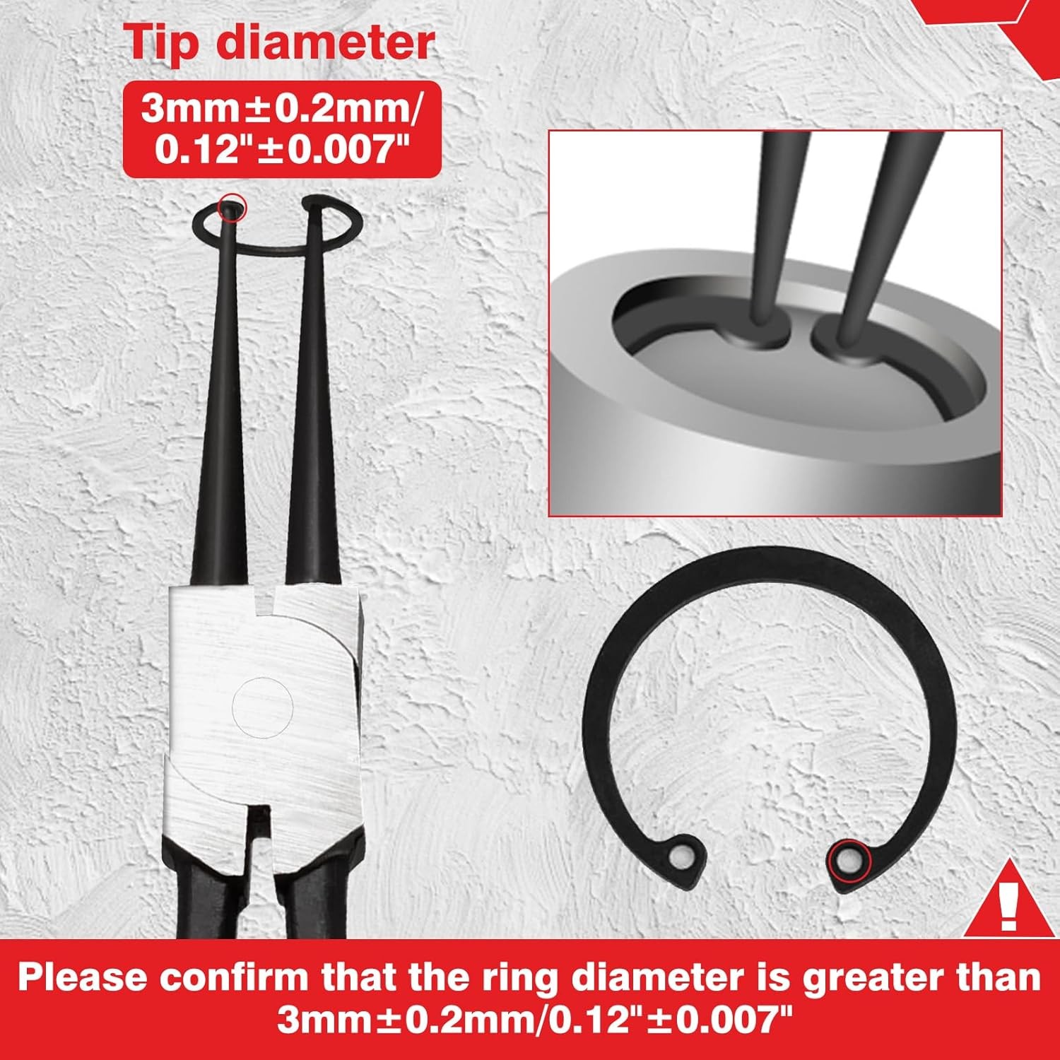 13-Inch Snap Ring Plier Heavy Duty Internal Circlip Pliers Straight Jaw Grey 