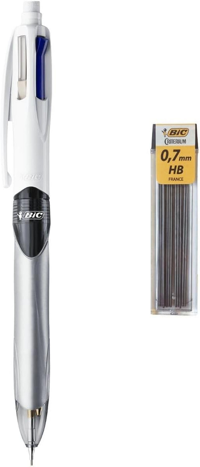 BIC 4 Colours Pen & Pencil Combo - 3 Ballpoint Pens + 0.7mm Mechanical Pencil
