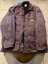 Vintage 1996 Carhartt Quilt Lined Chore Coat Jacket Brown Faded Made in USA XL