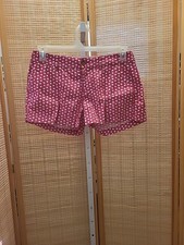 Old Navy Shorts Womens Size 4 Pink White Seashell Pattern Pockets Zipper Button