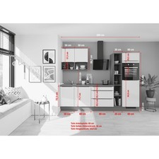 IMPULS Küchenleerblock - weiß Hochglanz - grafit - Gerätehochschrank rechts -