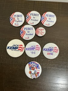 (12) 90’s Political Presidential Campaign Buttons Lot Of 9 Perot, Kemp, Buchanan