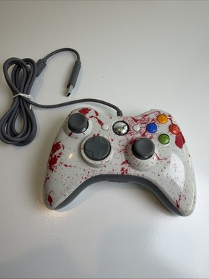 Xbox 360 White Red Blood Splattered / Wired Controller/A1