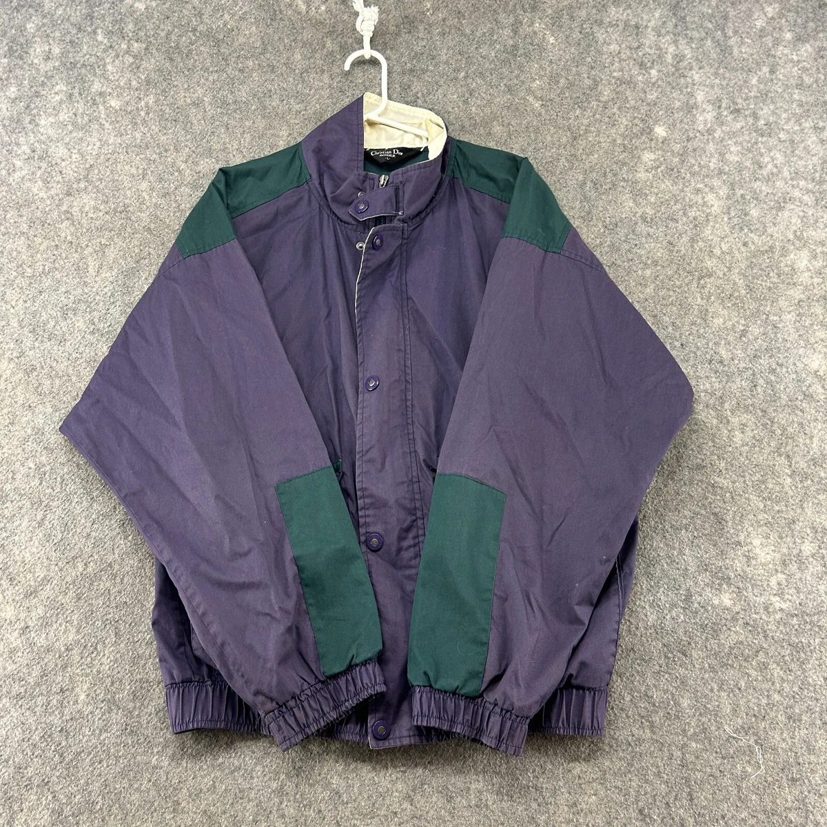 VINTAGE Christian Dior Jacket Mens Large Purple Green Tracksuit