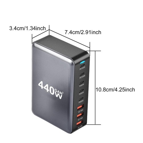 440W USB C Charger Portable Desktop Charging Station for Travel Home Office - Picture 6 of 6