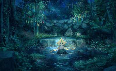 Pokemon anime comic art pokmon forest stars water playmat gaming mat