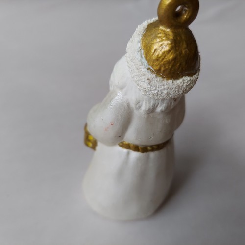 Vestido blanco adorno de Santa con adorno y linterna dorados, bisque 4" pintado a mano - Imagen 8 de 11