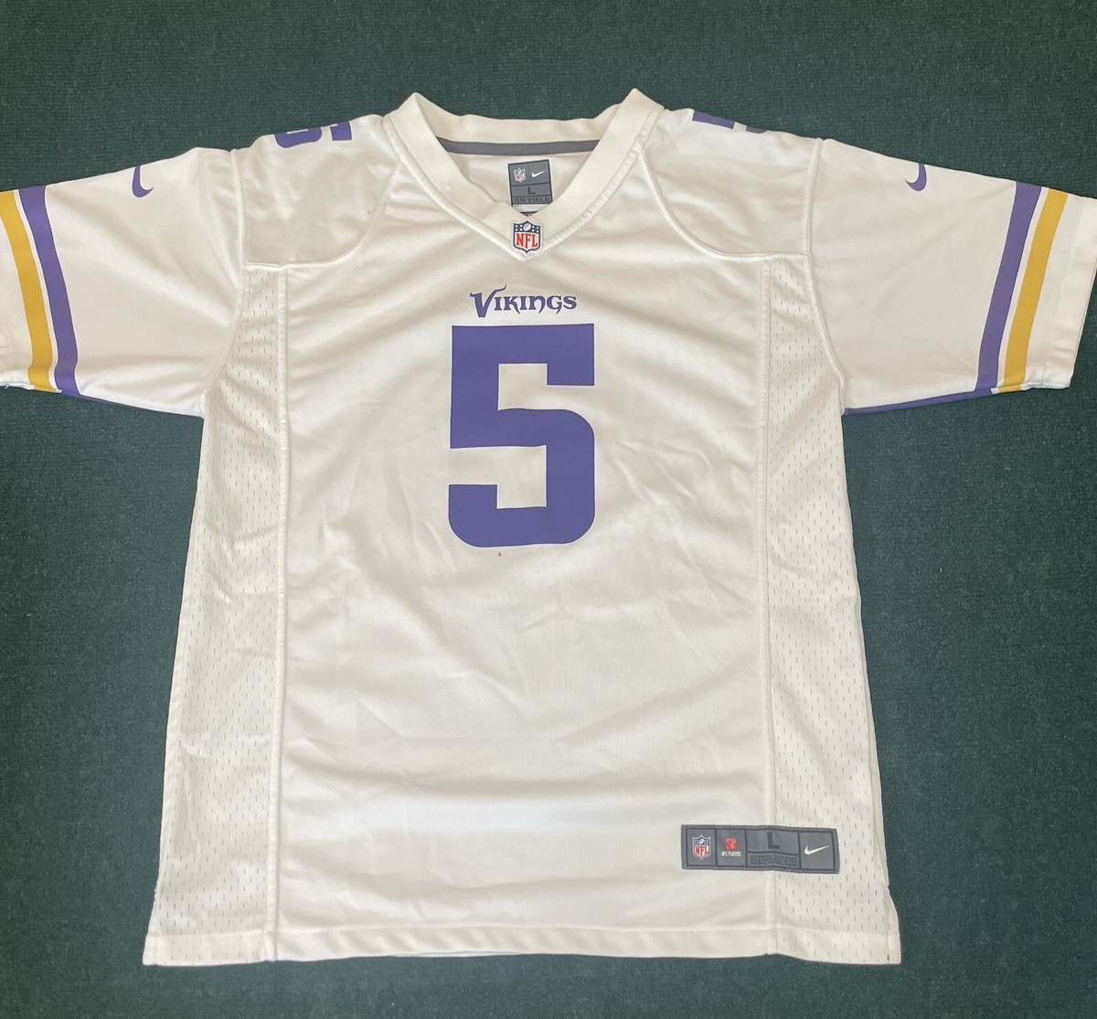 Nike On Field Minnesota Vikings Teddy Bridgewater #5 White Youth