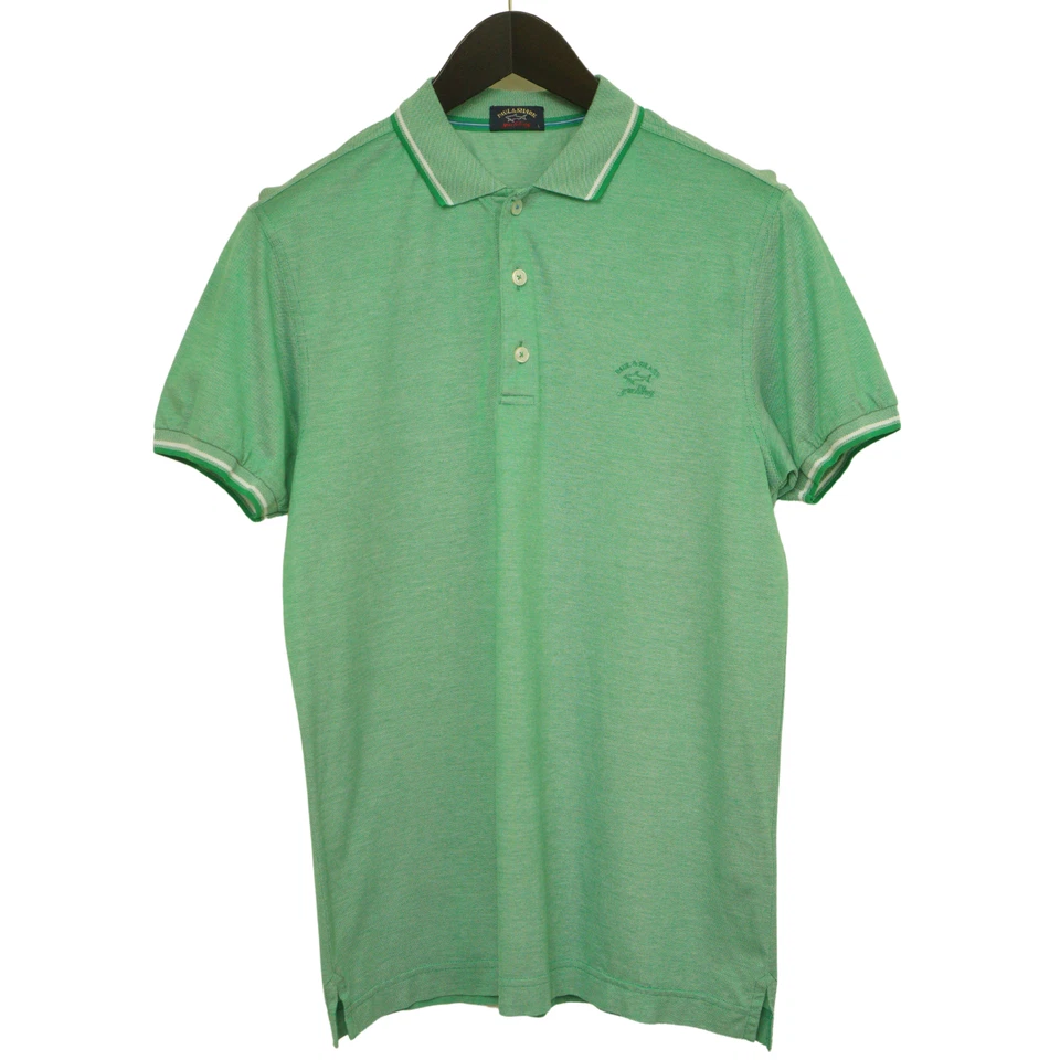 Homme Polo Shirt Paul & Shark Coton Vert Décontracté Taille L XME342 - Photo 1/4