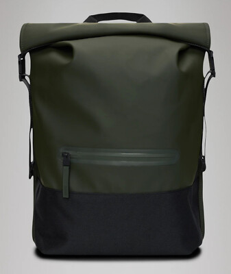Rains Trail Rolltop Backpack Dunkelgrün - 22 Liter, verstellbar, Wasserdicht