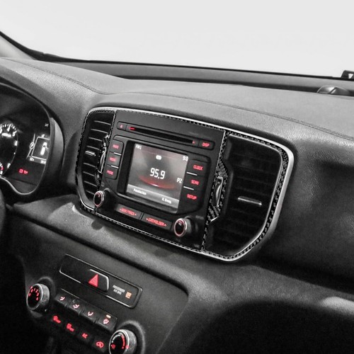 Cubierta superpuesta de marco de ventilación de aire central de fibra de carbono real negra para 17-19 Sportage - Imagen 7 de 8