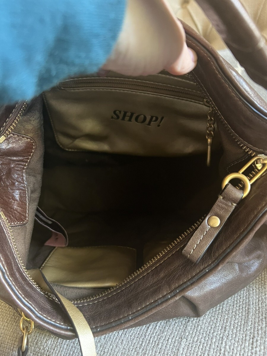 JUICY COUTURE Y2K BROWN LEATHER HOBO Handbag Gold Chains JUICY COUTURE Y2K BROWN LEATHER HOBO Handbag Gold Chains