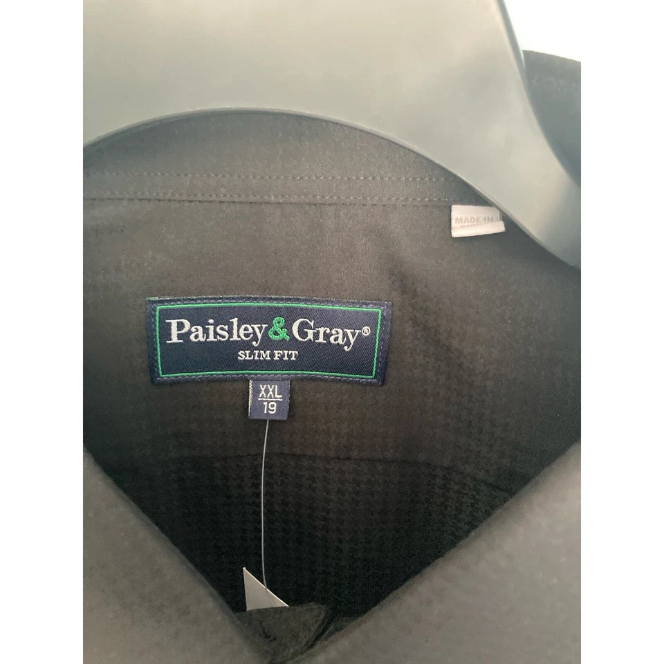 2XL Black Jacquard Button Up Long Sleeve Dress Top Paisley & Gray - Image 4 of 4