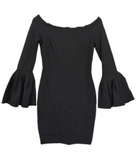 Gianni Bini Off Shoulder Cocktail Dress Women S Black Bell Sleeve Form Fit LBD