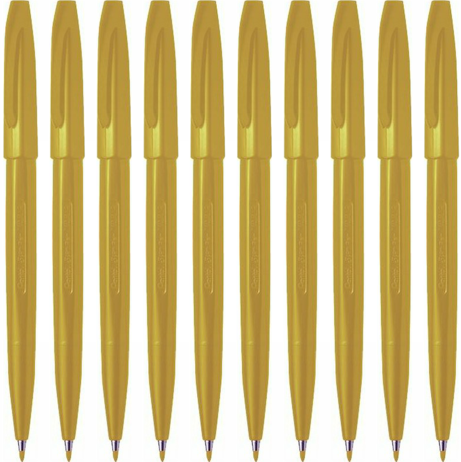 Pentel Sign Pen S520 Fibre Tip Marker Pens - Pack of 10 - Ochre Yellow