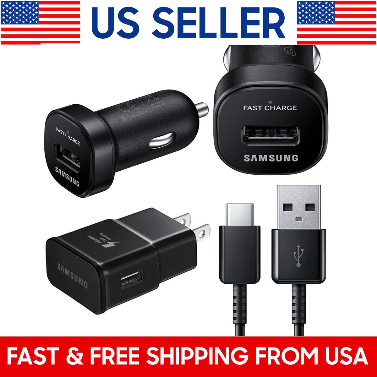 Original Samsung Galaxy S23 S22 S21 S20 S10 Fast Wall Charger USB Type-C  Cable
