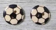 wood sports ball soccer buttons sewing 2 holes 5/8 inch 2pc