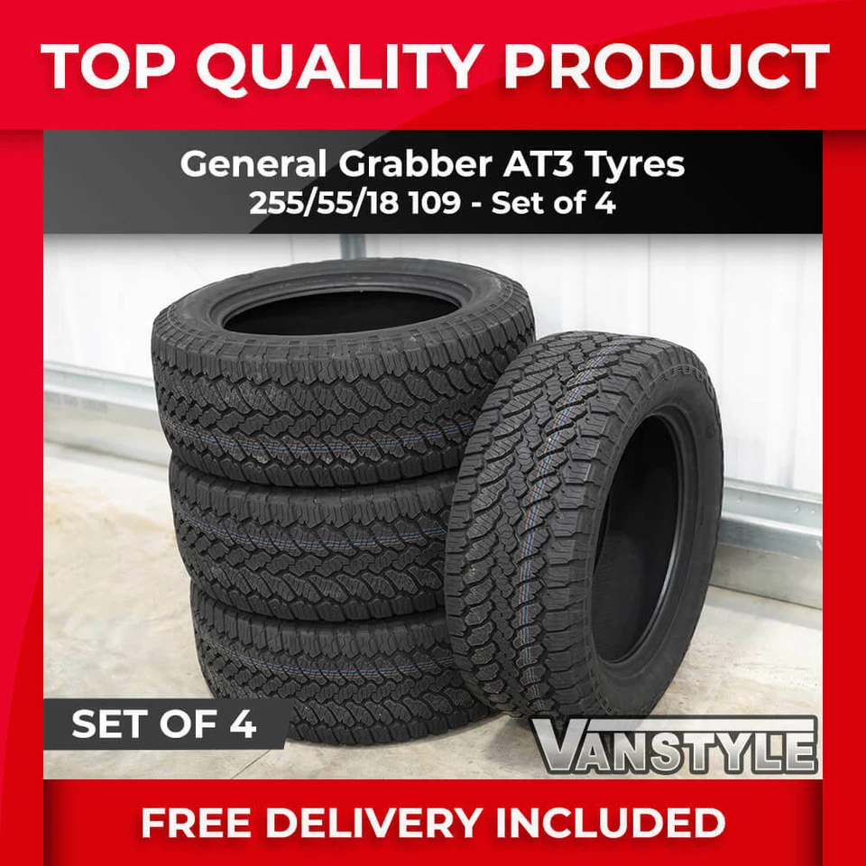 GENERAL GRABBER AT3 LOAD RATED QUALITY TYRES 4X4 255 55 R18 109 TYRE SET X4