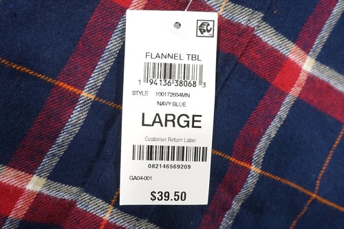 CLUB ROOM PLAID WINDOWPANE NAVY BLUE RED LARGE FLANNEL BUTTON FRONT SHIRT NEW - Picture 9 of 9