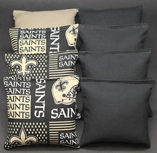 8 All Weather CORNHOLE BEANBAGS made w NEW ORLEANS SAINTS Fabric ACA Reg Bags