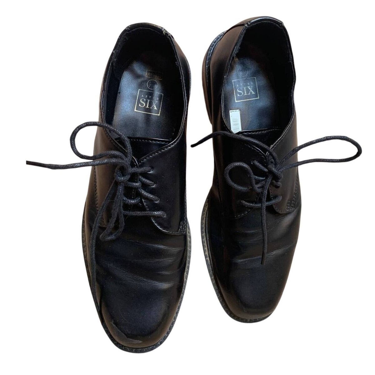 After Six 9.5M Mens Black Patent Faux Leather Oxford Lace Up 