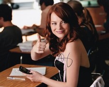 EMMA STONE signed Autogramm 20x25cm EASY A in Person autograph COA