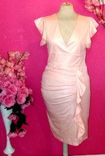 WOMEN PLUS SIZE DEEP V NECK RUFFLE RUCHED BODYCON DRESS ( SIZE XL )