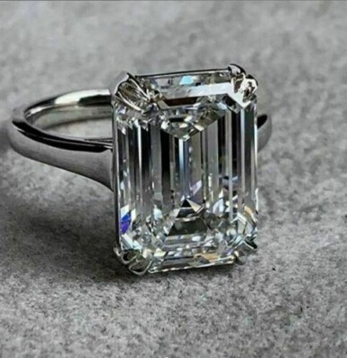 Emerald Cut 3.50Ct Diamond White Gold Finish Engagement Ring Simulated in Size 9