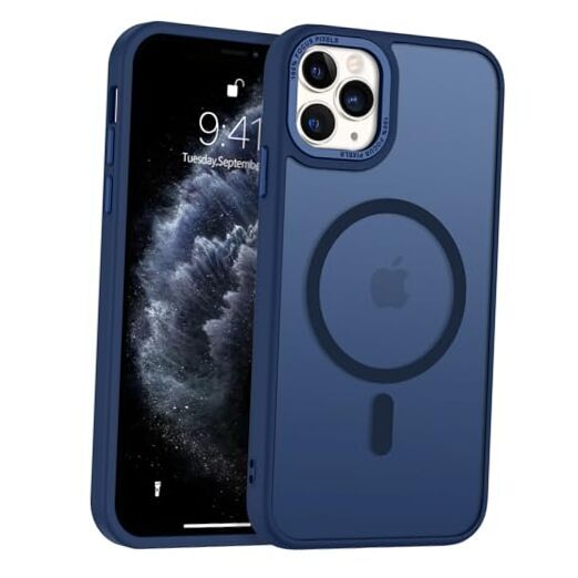 for iPhone 11 Pro Case [Compatible with Magsafe] Translucent Matte Navy Blue