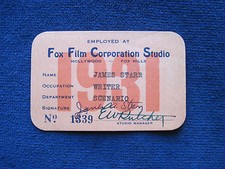ORIGINAL 1931 FOX STUDIO EMPLOYMENT CARD for Hollywood Columnist JIMMY STARR