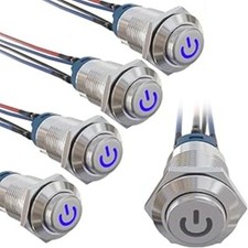 5 Pcs 12mm Latching Push Button Switch On/Off Mini Round Push Button