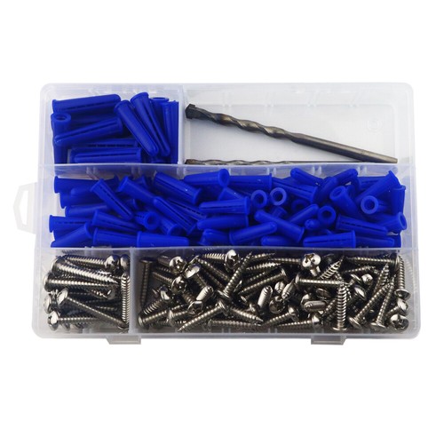 Kit Surtido 222/263 Piezas Anclajes y Tornillos de Pared de Hormigón Cónico Azul - Imagen 12 de 14