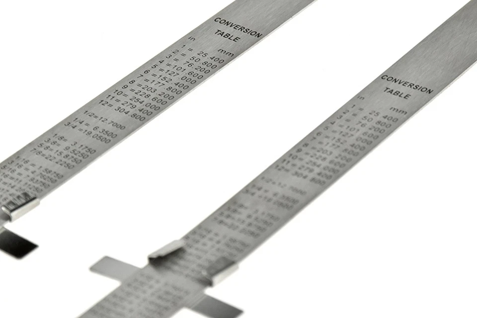2pc 6" Stainless Steel Pocket Measuring Ruler with Clip Metric & SAE 1/2" Wide - Image 3 of 4