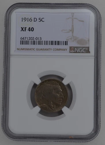 1916-D 5C Buffalo Nickel -  Graded by NGC as XF 40