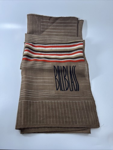 Vintage Bill Blass Brown Striped Wool Square Scarf Shawl Large Orange Autumn - Picture 15 of 15