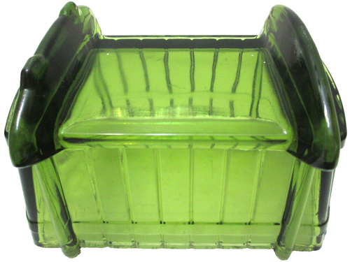Vintage Indiana Glass Baby Cradle or Bassinet Green Candy Trinket Dish Planter - Picture 5 of 6