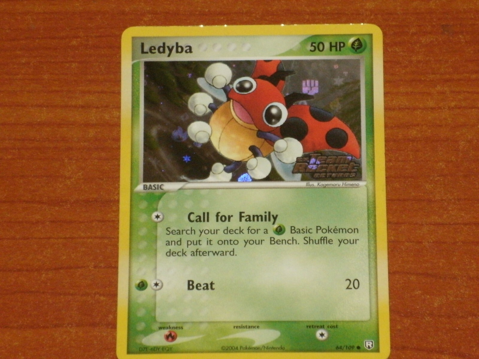 Pokemon Reverse Holofoil Card: LEDYBA #64/109 HP50 EX-Team Rocket Returns