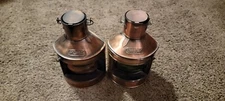Port & Starboard Lanterns, Antique Brass Finish, Nautical Oil Lamps, Ship Lights