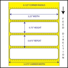 Direct Thermal 3.25"x0.75" Labels for Zebra ZD/GX/GK &1" core printers -12 ROLLS