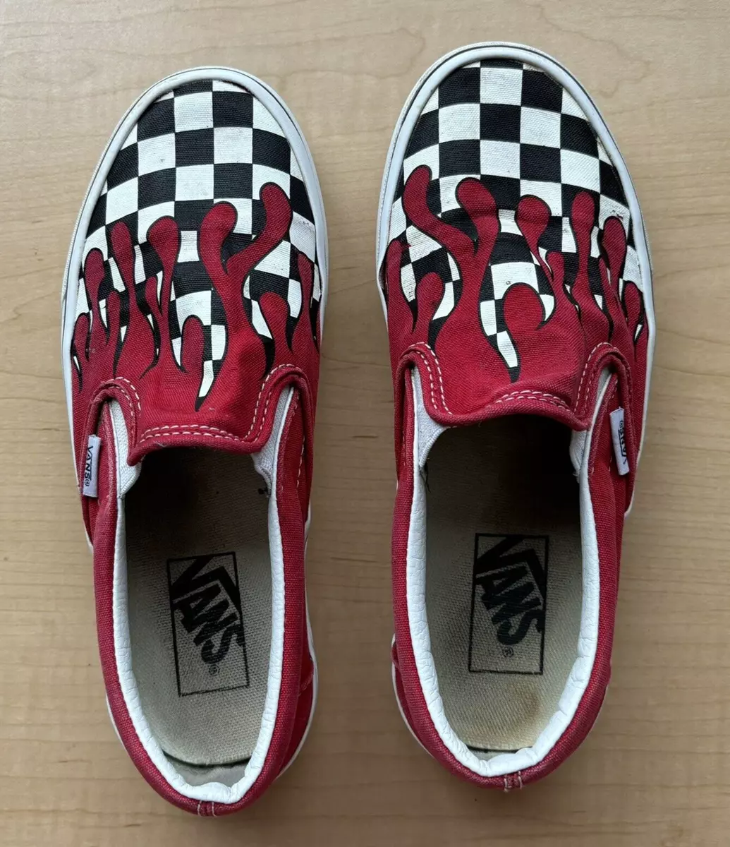 Checkered red drip vans top