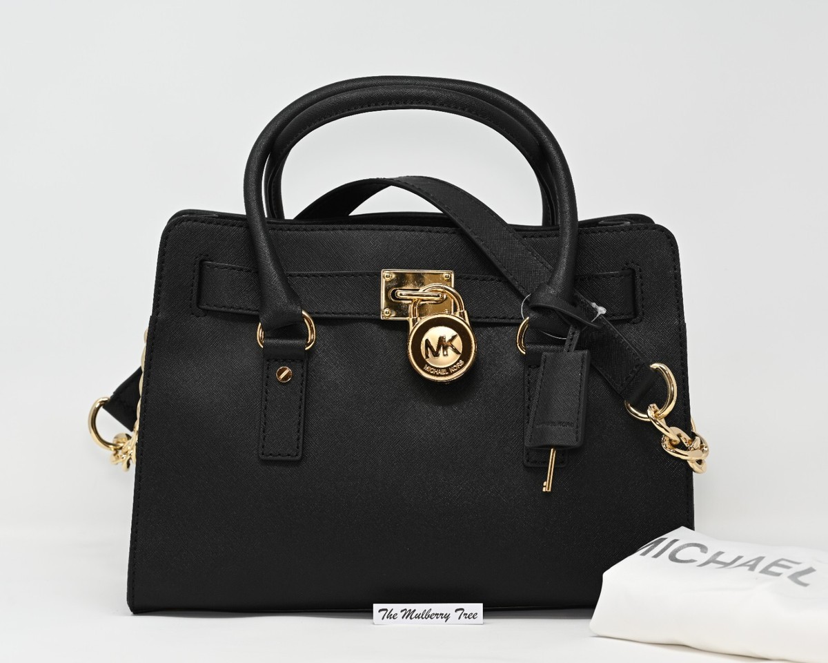 MICHAEL KORS HAMILTON East-West Satchel Black Saffiano Leather NWT