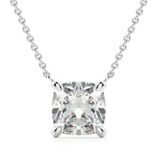 1.25 Ct Cushion Cut Lab Created Diamond 14K White Gold Finish Pendant Necklace