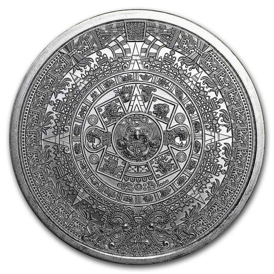 Pure Silver .999 Bullion - Mexico Aztec Calendar Mayan- 1/4